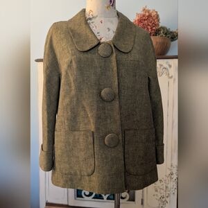 Kasper Green Pea Coat with‎ Peter Pan Collar
